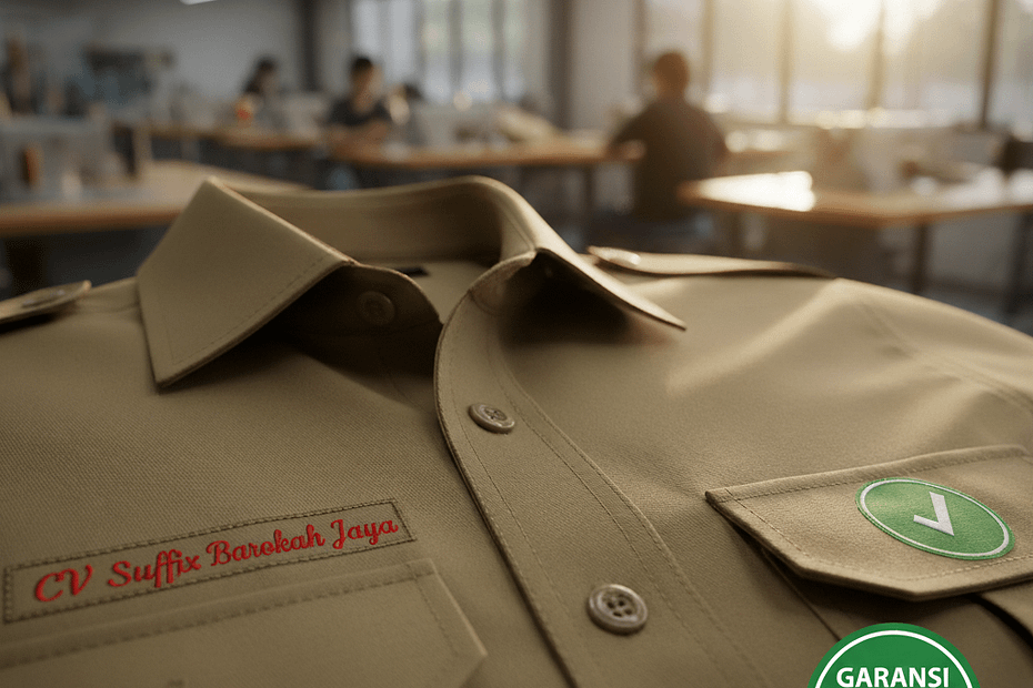 Kemeja PDL CV Suffix Barokah Jaya, jahitan rapi konveksi jogja, garansi produksi 100% minimal 12 pcs